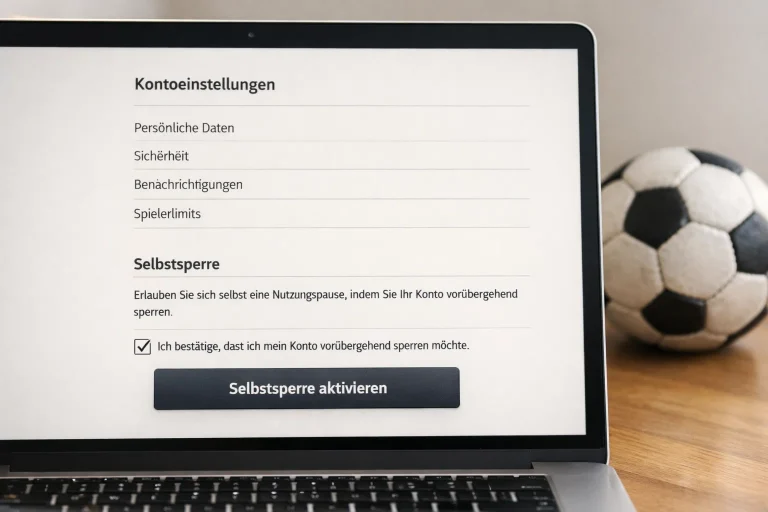 Darstellung eines Spielerschutz-Systems und einer Selbstsperre für Sportwetten
