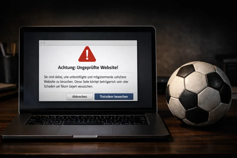 Warnsignal für illegale Sportwetten-Anbieter auf einem Bildschirm