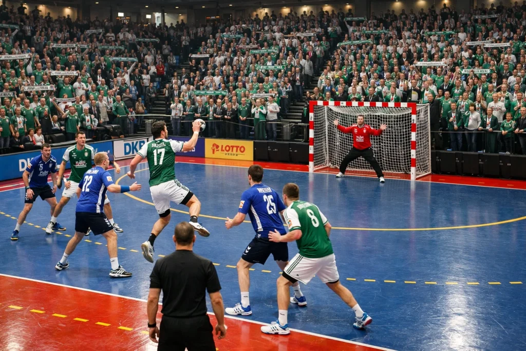 SG Flensburg-Handewitt Heimspiel in der Flens-Arena mit grün-weißer Fankulisse